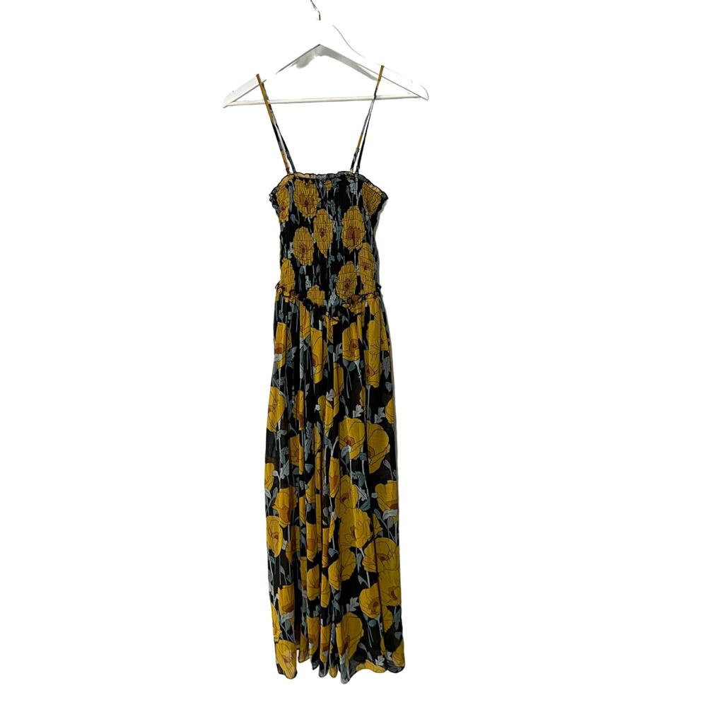 Free People Sophia Floral Print Jumpsuit Smocked Sleeveless Wide Leg Size XSmall - Picture 5 of 15